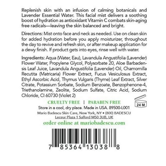 Mario Badescu Rose Lavender Cucumb Spritz Glow 4oz - Picture 5 of 8